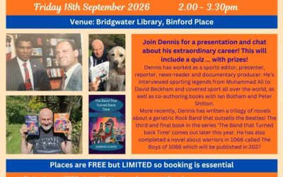 Free Local Author at Bridgwater Library Talk with Dennis Couth: A Career in Sports Journalism and Beyond – September – 18th